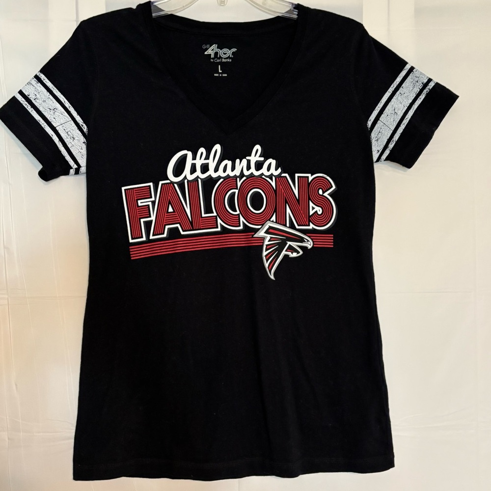 4Her Ladies Atlanta Falcons Black V-Neck T-Shirt